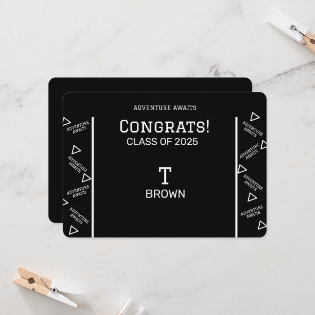 Convite Graduação Preta e Branca Personalizada (Frente/Verso In Situ)