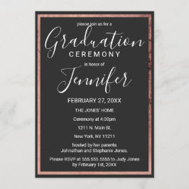 Convite Graduação preta simples da beira Dourado