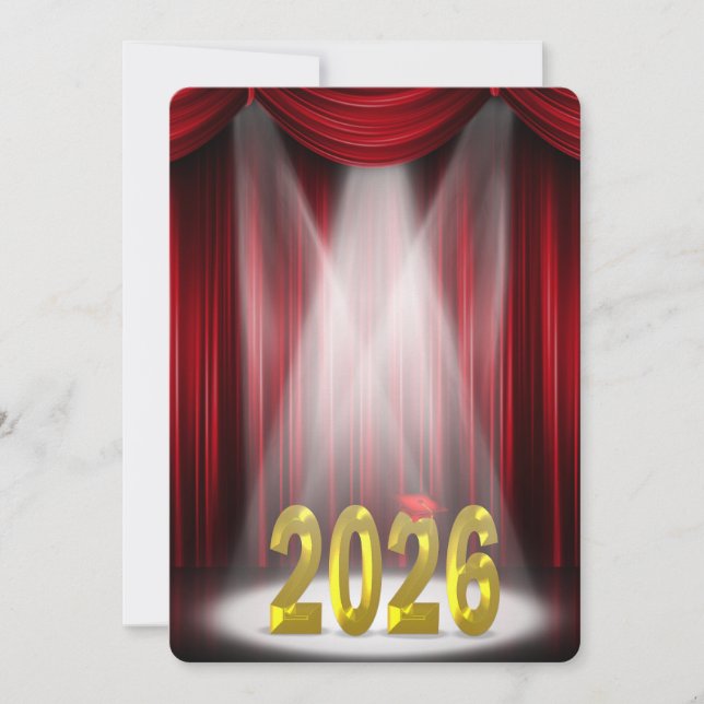 Convite Graduação Red & Dourada 2025 em Destaque (Frente)
