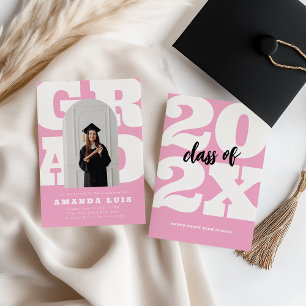 Convite Graduação Retro Rosa Vibrante