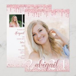 Convite Graduação - Rosa de Dissipação de Brilho Dourada c