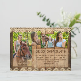 Convite Graduação Rustic Country Wood Lace 5 Foto