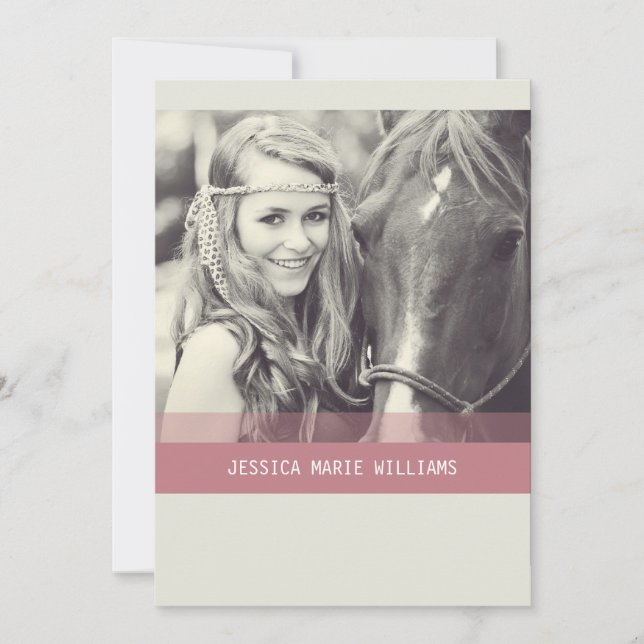 Convite Graduação Simples Chevron | Vermelho (Frente)