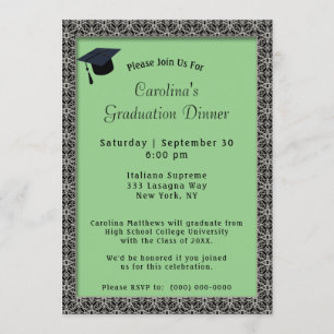 Convite Graduação verde clara do Boné Janto de quadro p