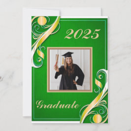 Convite Graduação Verde Dourado Branco