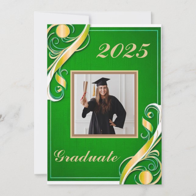 Convite Graduação Verde Dourado Branco (Frente)