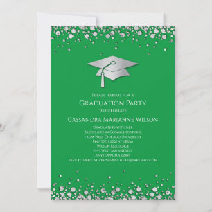 Convite Graduação Verde e Prata