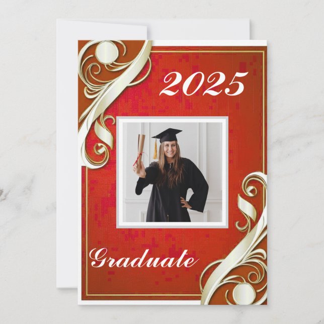Convite Graduação Vermelho Branco (Frente)
