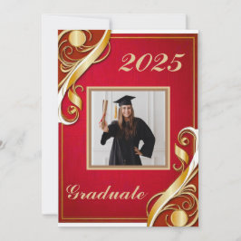 Convite Graduação Vermelho Dourado Branco
