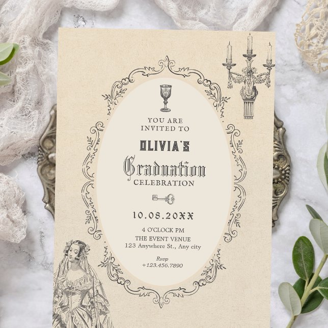 Convite Graduação vitoriana vintage (Criador carregado)