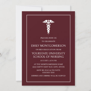 Convite Graduada na Escola de Enfermagem Burgundy Moderna