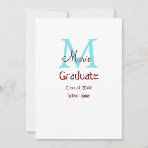 Convite Graduado adicionar nome monograma verde rosa simpl