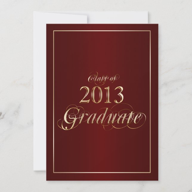 Convite graduado elegante marrom e do ouro 2013 (Frente)
