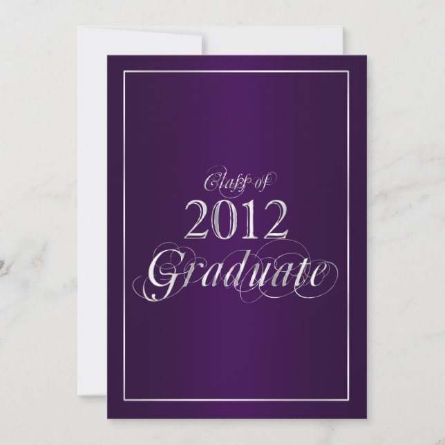 Convite graduado elegante roxo e da prata 2012 (Frente)