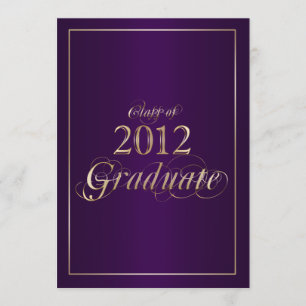 Convite graduado elegante roxo e do ouro 2012
