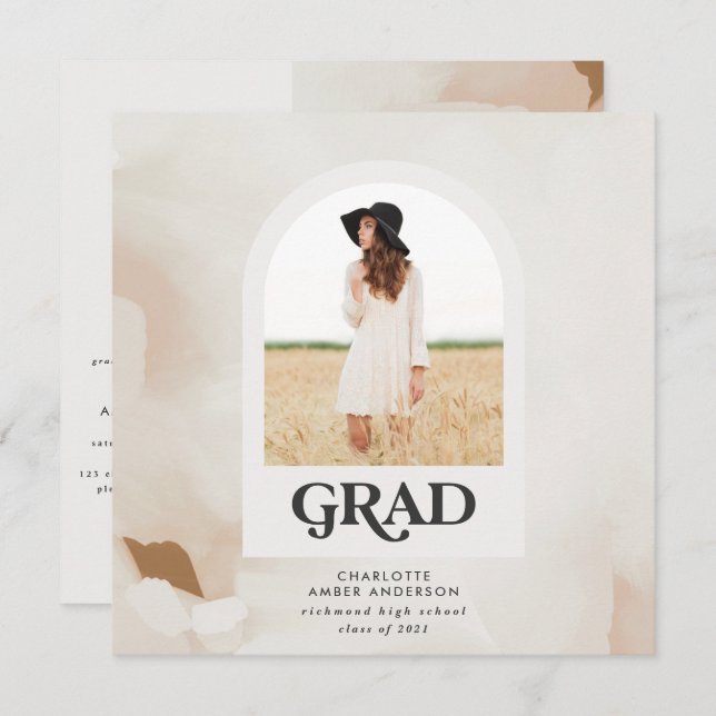 Convite Graduado em colagem de fotos abstratas minimalista (Frente/Verso)