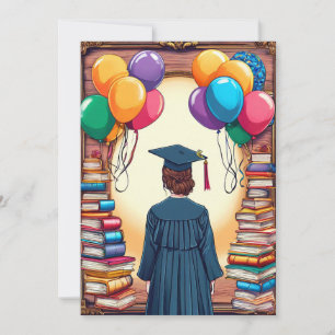 Convite Graduado em Toga Acadêmica Visto por Trás