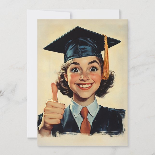 Convite Graduado Feliz Fazendo um Polegar Para Cima  (Frente)