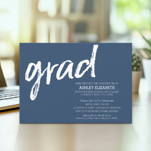 Convite Graduado Moderno Personalizado Tendência Azul Mari