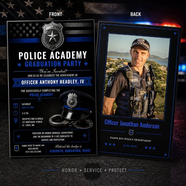 Convite Graduado na Academia de Polícia Thin Blue Line |  (Criador carregado)