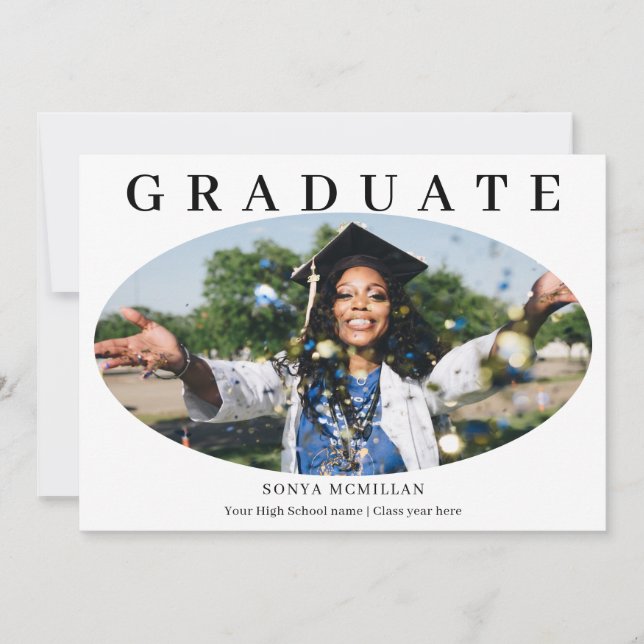 Convite Graduate Oval Modern Photo Graduation (Frente)