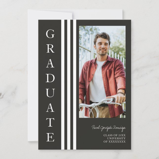 Convite Graduate Simple Chic Trendy Script Photo (Frente)
