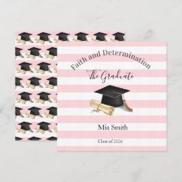 Convite Graduation 2026 Invitation Pink Stripe