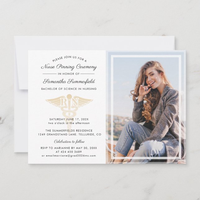 Convite Graduation 2026 Photo Nurse Pinning Ceremony (Frente)