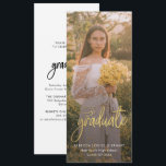 Convite Graduation 2026 Script Photo Graduate Announcement<br><div class="desc">Add your favorite photo, graduation announcement, and party invitation on the reverse side by clicking the "Personalize" button. Featuring a full-frame vertical photo with the word "graduate" in bold script.</div>