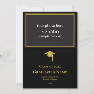 Convite Graduation Announcement w/ Mortarboard(Gold Theme)