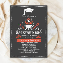Convite Graduation BBQ Backyard Black