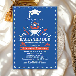 Convite Graduation BBQ Backyard Royal Blue