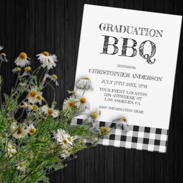 Convite Graduation BBQ Gingham (Criador carregado)