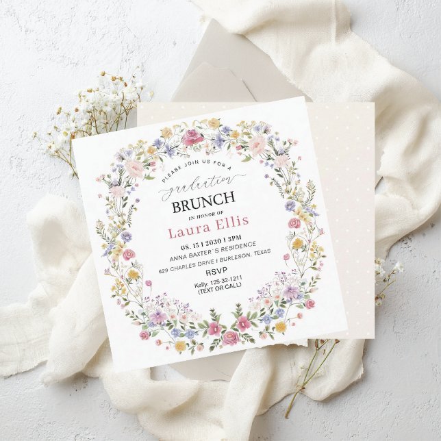 Convite Graduation Brunch elegant modern watercolor (Criador carregado)