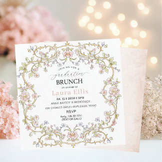 Convite Graduation Brunch elegant modern watercolor