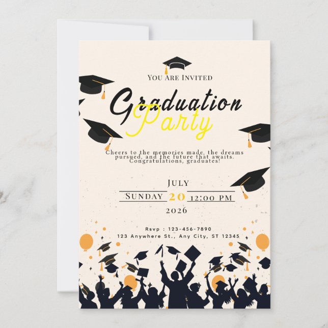 Convite Graduation Digital Invitation Template – Modern Gr (Frente)