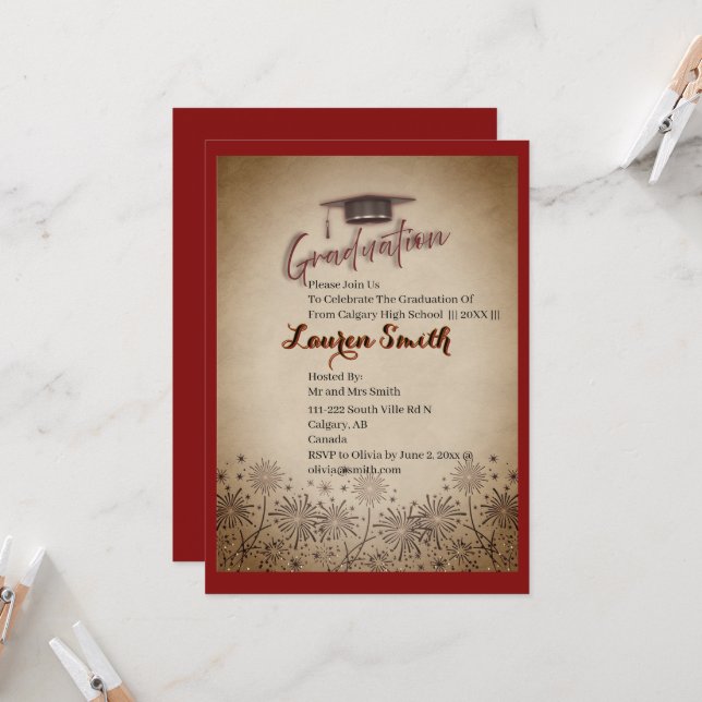 Convite Graduation Modern Graduation Party Invitation (Frente/Verso In Situ)