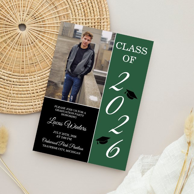 Convite Graduation Party 2023 Grad Hat Green (Criador carregado)