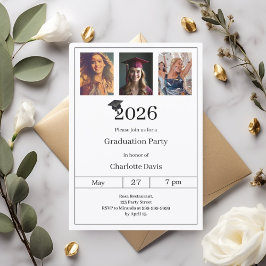 Convite Graduation party black white photo