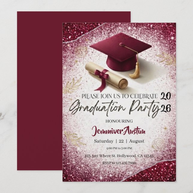 Convite Graduation Party Invitation (Frente/Verso)