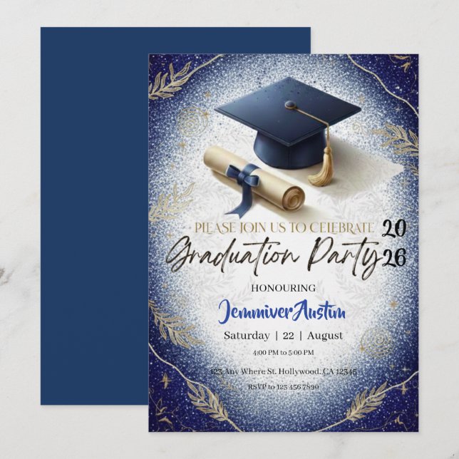 Convite Graduation Party Invitation (Frente/Verso)