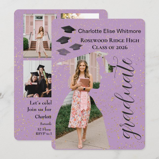 Convite Graduation Party Invitation Card (Frente/Verso)