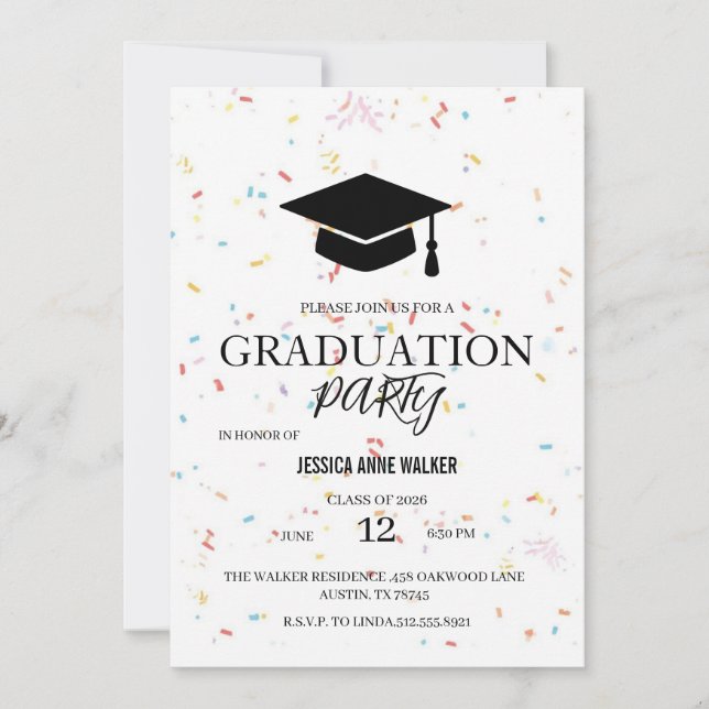Convite Graduation Party Invitation Elegant Gold Editable  (Frente)