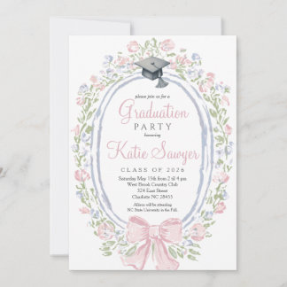 Convite Graduation Party Invitation, Wildflower Graduation