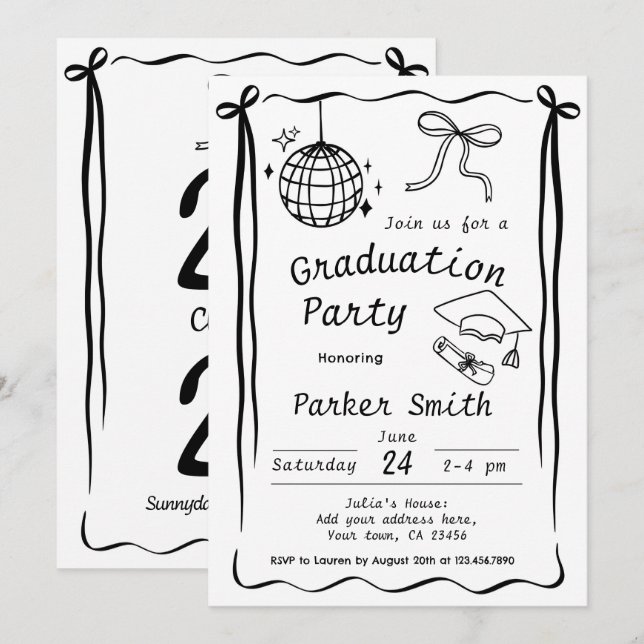 Convite Graduation Party Modern (Frente/Verso)