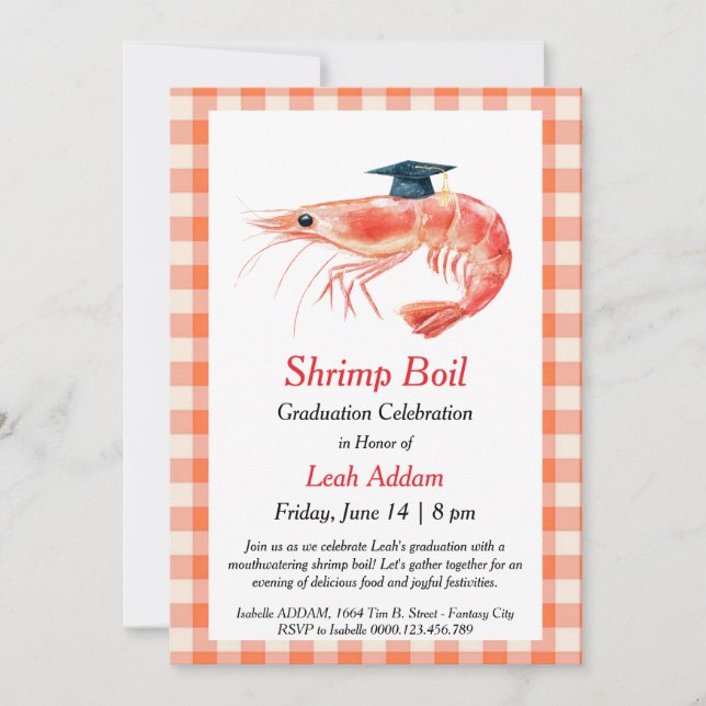 Convite Graduation Party Shrimp Boil Invitation (Frente)