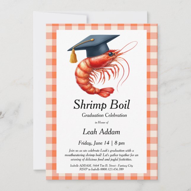 Convite Graduation Party Shrimp Boil Invitation (Frente)