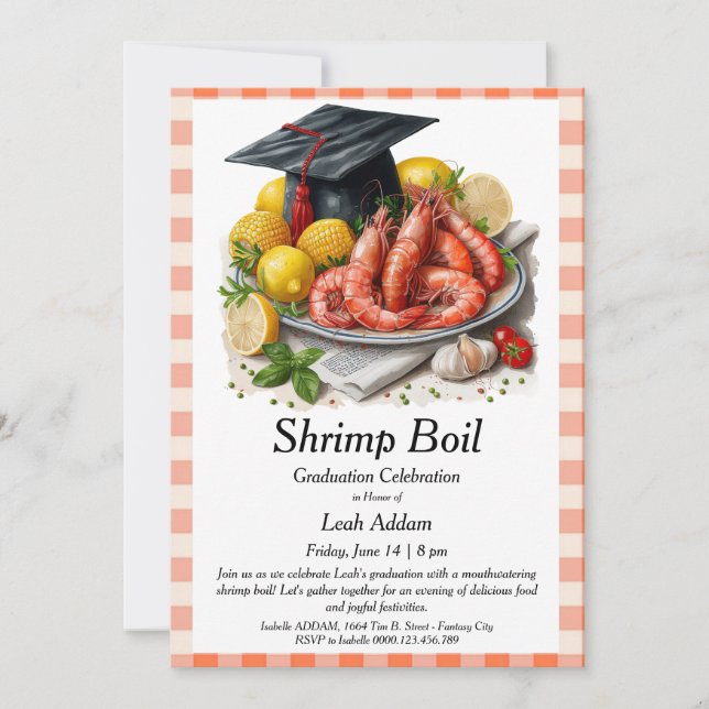 Convite Graduation Party Shrimp Boil Invitation (Frente)