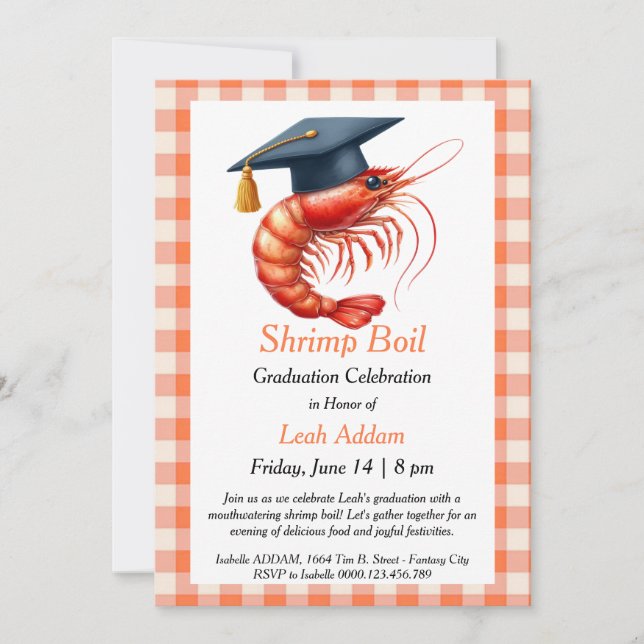 Convite Graduation Party Shrimp Boil Invitation (Frente)