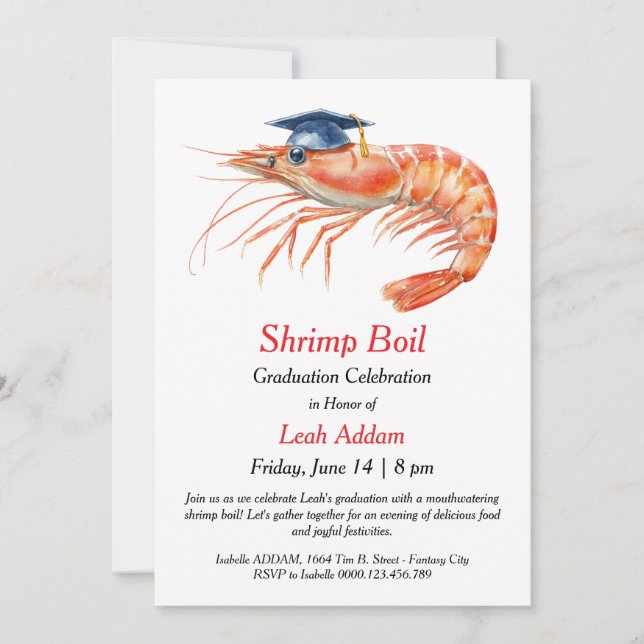 Convite Graduation Party Shrimp Boil Invitation (Frente)